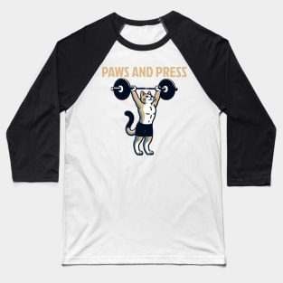 Paws and Press: Cat Power Lifter Baseball T-Shirt